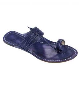 Eye-Catching Dark Blue Punching Ladies Kolhapuri Chappal