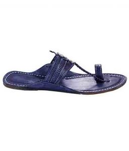 Eye-Catching Dark Blue Punching Ladies Kolhapuri Chappal