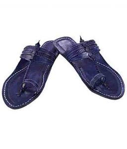 Eye-Catching Dark Blue Punching Ladies Kolhapuri Chappal