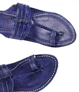 Eye-Catching Dark Blue Punching Ladies Kolhapuri Chappal