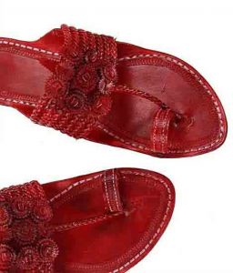 Breathtaking Seven Braids Cherry Red Flat Heel Kolhapuri Chappal For Women