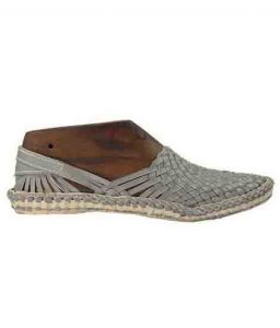 Awesome Grey Mat Style Kolhapuri Full Shoe