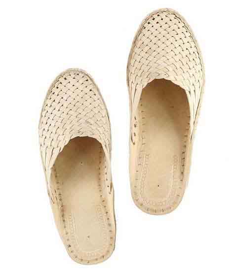 Beautiful Natural Mat Style Kolhapuri Half Shoe