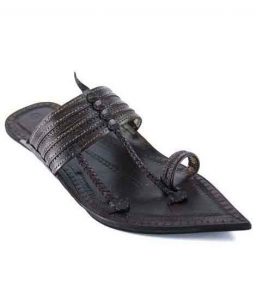 Lovely Black Extra Pointed Kolhapuri Chappal For Men