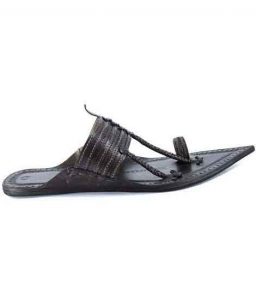 Lovely Black Extra Pointed Kolhapuri Chappal For Men