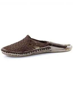 Charming Light Brown Mat Style Back Belt Kolhapuri Half Shoe For Men