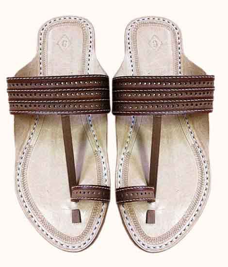 Enjoyable Light Brown Punching Belt Kolhapuri Chappal