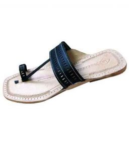 Enjoyable Black Punching Belt Kolhapuri Chappal