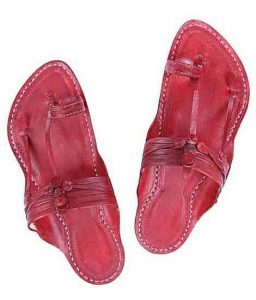 Extraordinary Cherry Red Kurundwadi Design Kapshi Kolhapuri Chappal For Men