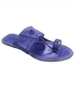 Beautiful Look Dark Blue Fourteen Laces Designer’S Men Kolhapuri Chappal