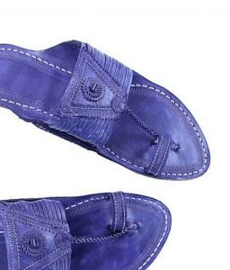 Beautiful Look Dark Blue Fourteen Laces Designer’S Men Kolhapuri Chappal