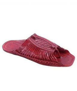 Breathtaking Cherry Red Designers’ Twenty One Laces Kolhapuri Chappal For Men