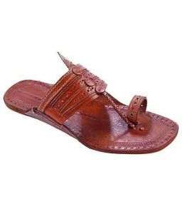 Pretty Tan Star Punching Triangular Upper Kolhapuri Chappal For Men