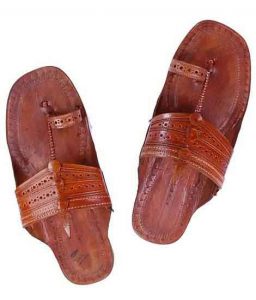 Pretty Tan Star Punching Triangular Upper Kolhapuri Chappal For Men