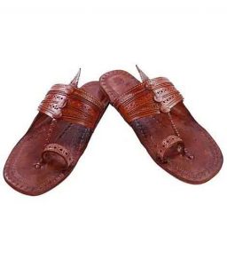 Pretty Tan Star Punching Triangular Upper Kolhapuri Chappal For Men