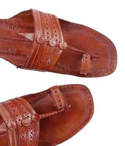 Pretty Tan Star Punching Triangular Upper Kolhapuri Chappal For Men