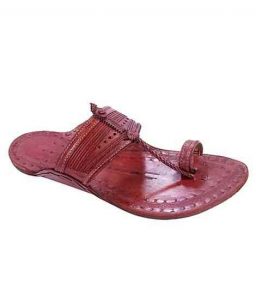 Overwhelming Cherry Red Triangular Belt Kapshi Kolhapuri Chappal For Men