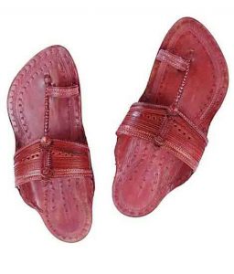 Overwhelming Cherry Red Triangular Belt Kapshi Kolhapuri Chappal For Men