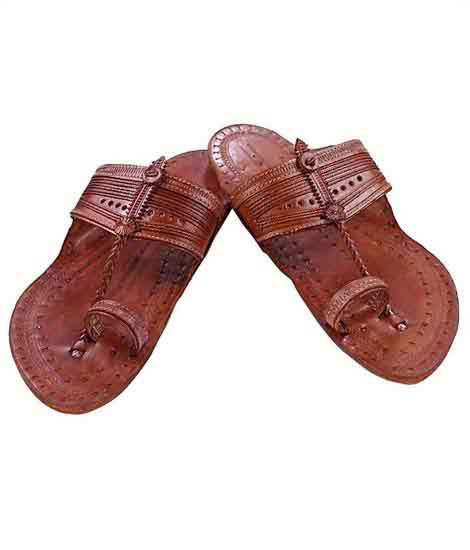 Beautiful Tan Color Triangular Belt Kapshi Kolhapuri Chappal For Men