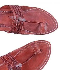 Eye-Catching Five Braided Cherry Red Men Kolhapuri Chappal