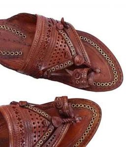 Vintage Design Tan Broad Punching Upper Golden Rivets Gents Kolhapuri Chappal