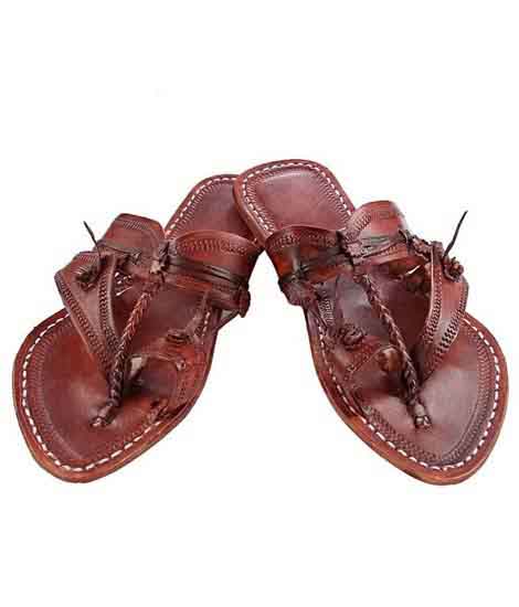 Antiqua Design Red Brown Men Kolhapuri Chappal