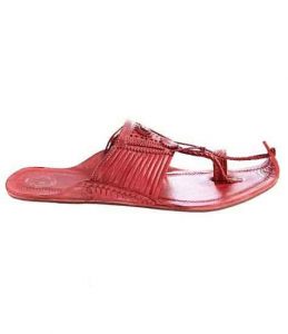 Royal Look Cherry Red Fourteen Laces Designer’S Kolhapuri Chappal