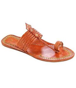 Outstanding Designer’S Six Braided Tan Color Golden Rivets Men Kolhapuri Chappal