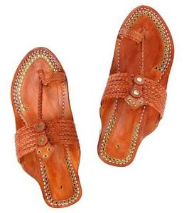 Outstanding Designer’S Six Braided Tan Color Golden Rivets Men Kolhapuri Chappal