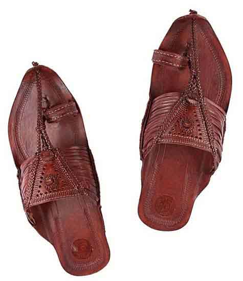 Royal Look Red Brown Fourteen Laces Designer’S Kolhapuri Chappal