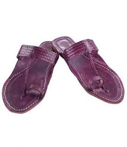 Antiqua Design Purple Pointed Kolhapuri Gents Chappal