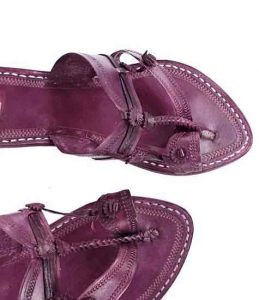 Awe-Inspiring Red Brown Embossed Straight Belt Kolhapuri Chappal For Men