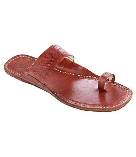 Antiqua Design Rubin Red Triangular Belt Gents Kolhapuri Chappal