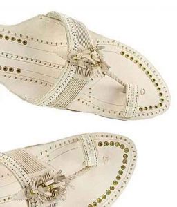 Beautiful Designer’S Fine Braids Pom-Pom Golden Rivets Men Kolhapuri Chappal