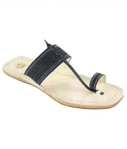 Awesome Denim Grey Black Men Kolhapur Chappal