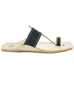 Awesome Denim Grey Black Men Kolhapur Chappal