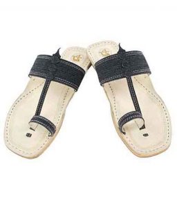 Awesome Denim Grey Black Men Kolhapur Chappal