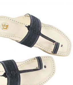 Awesome Denim Grey Black Men Kolhapur Chappal