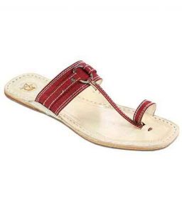 Overwhelming Denim Maroon Silver Ring Men Kolhapur Chappal