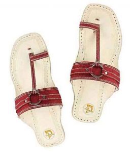 Overwhelming Denim Maroon Silver Ring Men Kolhapur Chappal