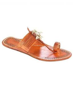 Designer’S Royal Look Tan Color Fine Braids Men Kolhapuri Chappal