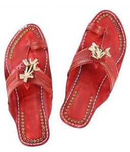 Designer’S Royal Look Cherry Red Fine Braids Flat Heel Men Kolhapuri Chappal