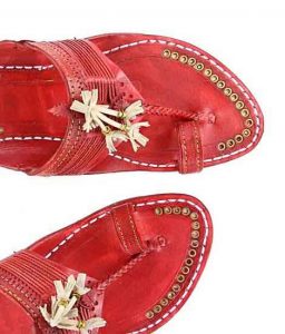 Designer’S Royal Look Cherry Red Fine Braids Flat Heel Men Kolhapuri Chappal