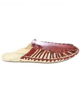 Spectacular Red Brown Upper Kolhapuri Half Shoe