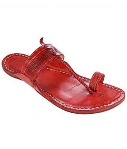 Elegant Cheery Red Color Fine Braided Upper Kapshi Kolhapuri Chappal For Men