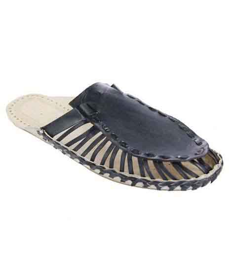 Magnificent Dull Blue Upper Kolhapuri Half Shoe