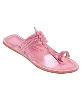 Beautiful Baby Pink Punching And Lace Design Men Kolhapuri Chappal