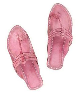 Beautiful Baby Pink Punching And Lace Design Men Kolhapuri Chappal