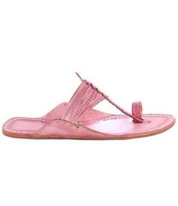 Beautiful Baby Pink Punching And Lace Design Men Kolhapuri Chappal