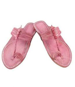 Beautiful Baby Pink Punching And Lace Design Men Kolhapuri Chappal